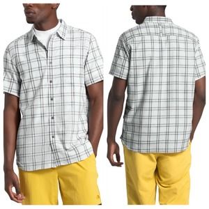 The North Face Men's Small Hammetts Shirt II Tin Grey Check Short Sleeve Cotton